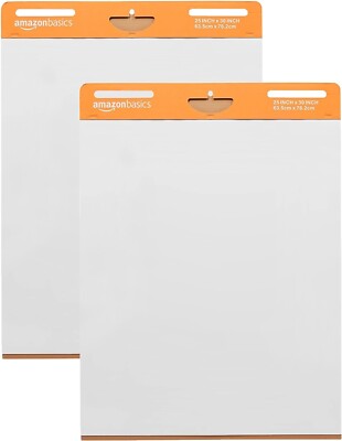 Amazon Basics Sticky Easel Pad, 25 x 30-Inch, 2 Count, White ,30 sheets / count.