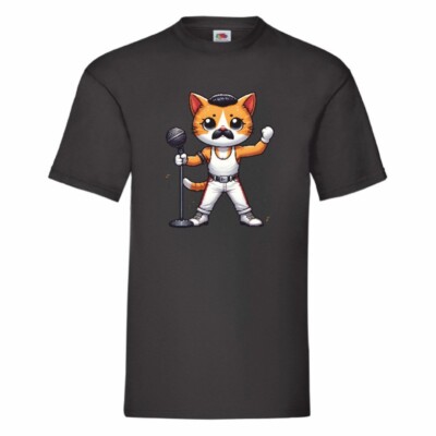 Freddie Mercury Cat Queen T Shirt Small-2XL UK