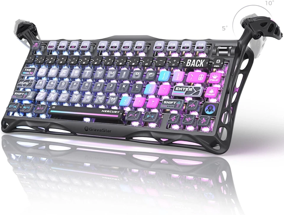 GravaStar Mercury K1 Pro 75% Wireless Mechanical Gaming Keyboard RGB Backlit