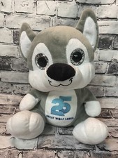 Great Wolf Lodge Gray Plush Wolf 25 Logo Stuffed Animal 10  Tall Ideal Toy