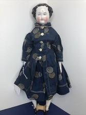 17  Antique German Porcelain China Head Doll Conte Boehme Flat Top 1870 o