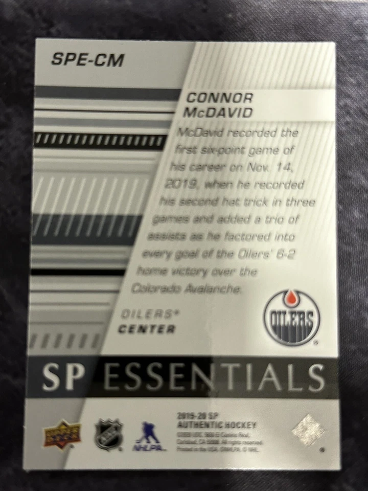 2019-20 SP Authentic SP Essentials #SPE-CM Connor McDavid Edmonton Oilers - Image 2 of 2