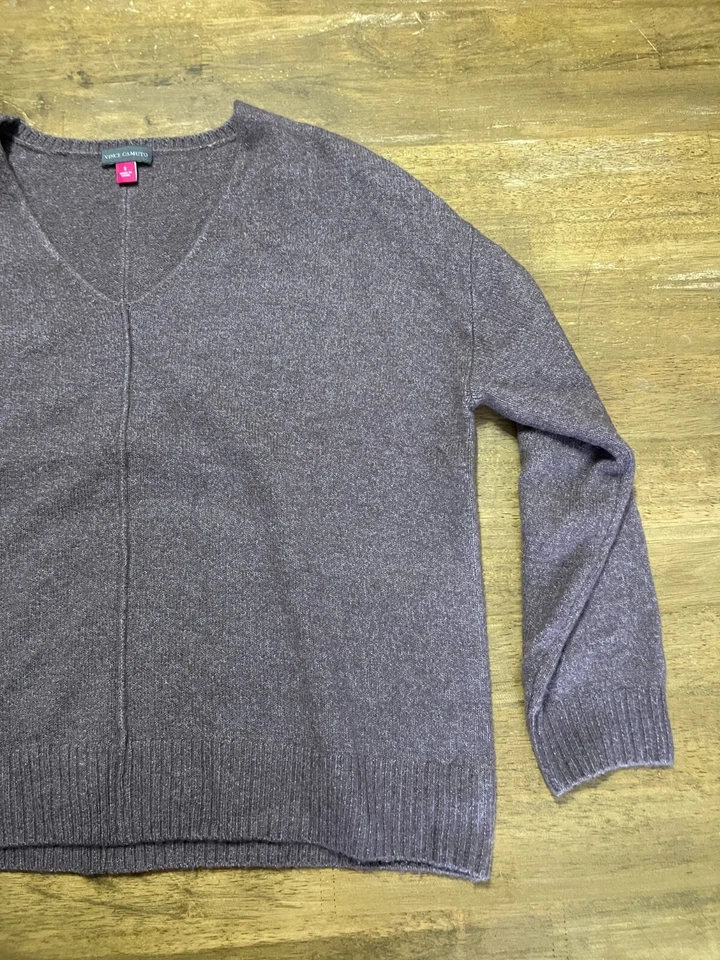 Suéter Vince Camuto, Para Mujer Talla Pequeña, Marrón, Cuello en V, Pullover, Manga Larga Foto 4 de 4