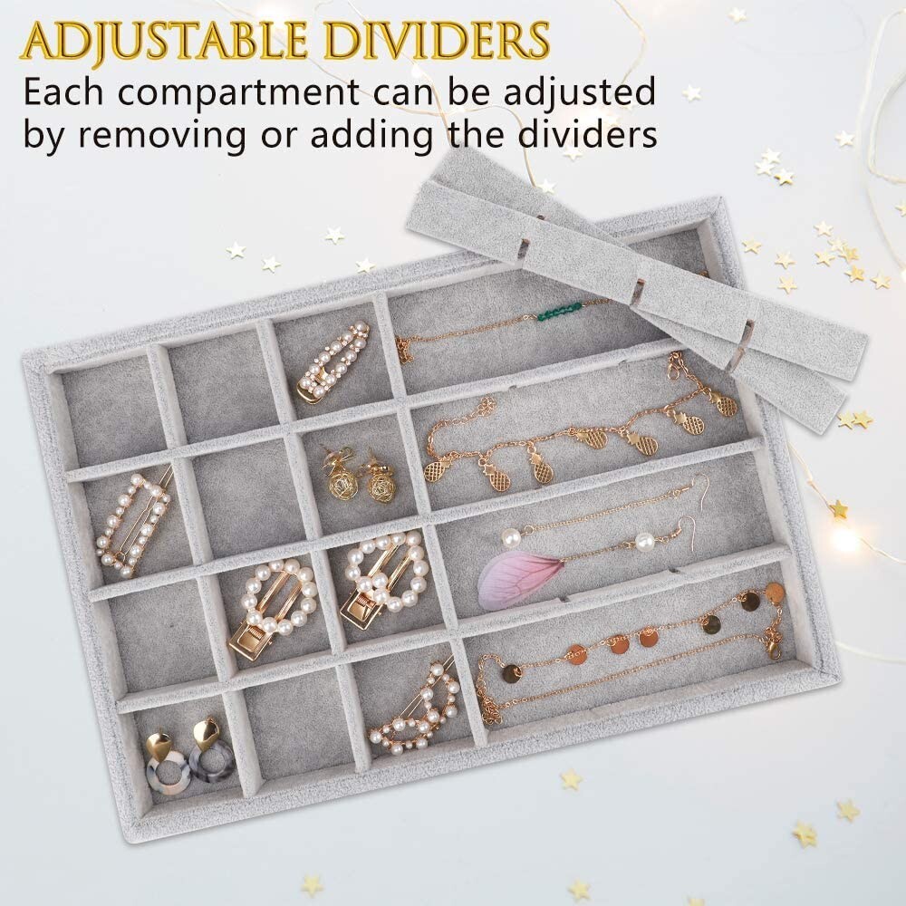 Mebbay Stackable Velvet Jewelry Trays Organizer Jewelry Storage Display
