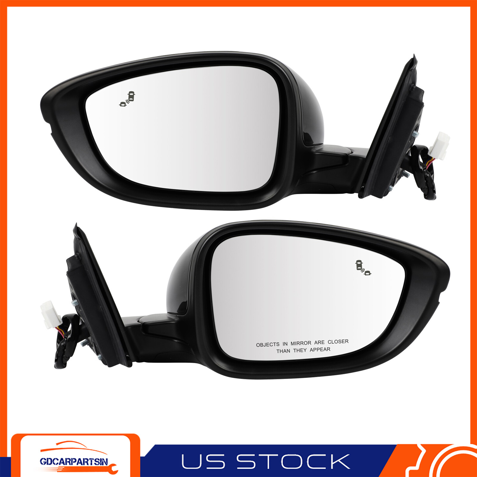 Pair Side View Mirror Power Heated Turn Signal BSM For 18-22 Honda ACCORD 8 PIN