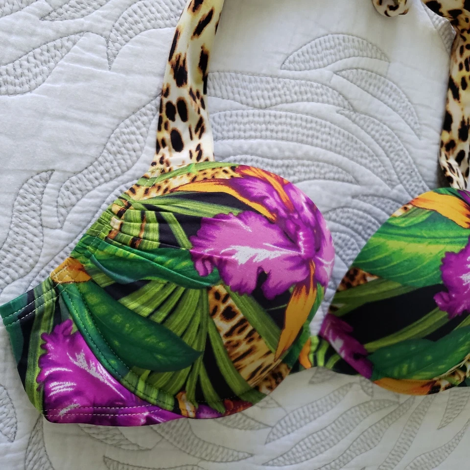 Top BIKINI 34A Púrpura Floral Leopardo Q09 Victorias Secret Swim BOMBSHELL Add-2 Foto 4 de 4