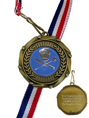 EMBLEMS GIFTS LTD Chef Backen Kochen Award (D) 45 mm Kombi Medaille & Band Gravur kostenlos