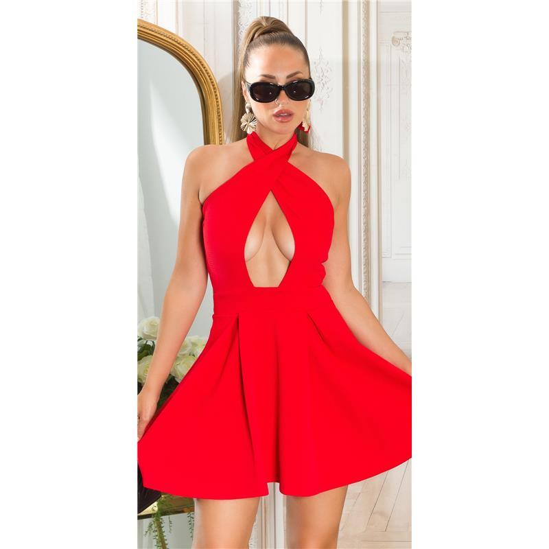 Damen Y2K Midikleid Mit Quadrat-Ausschnitt - Bustierkleid A-Linie In Rot