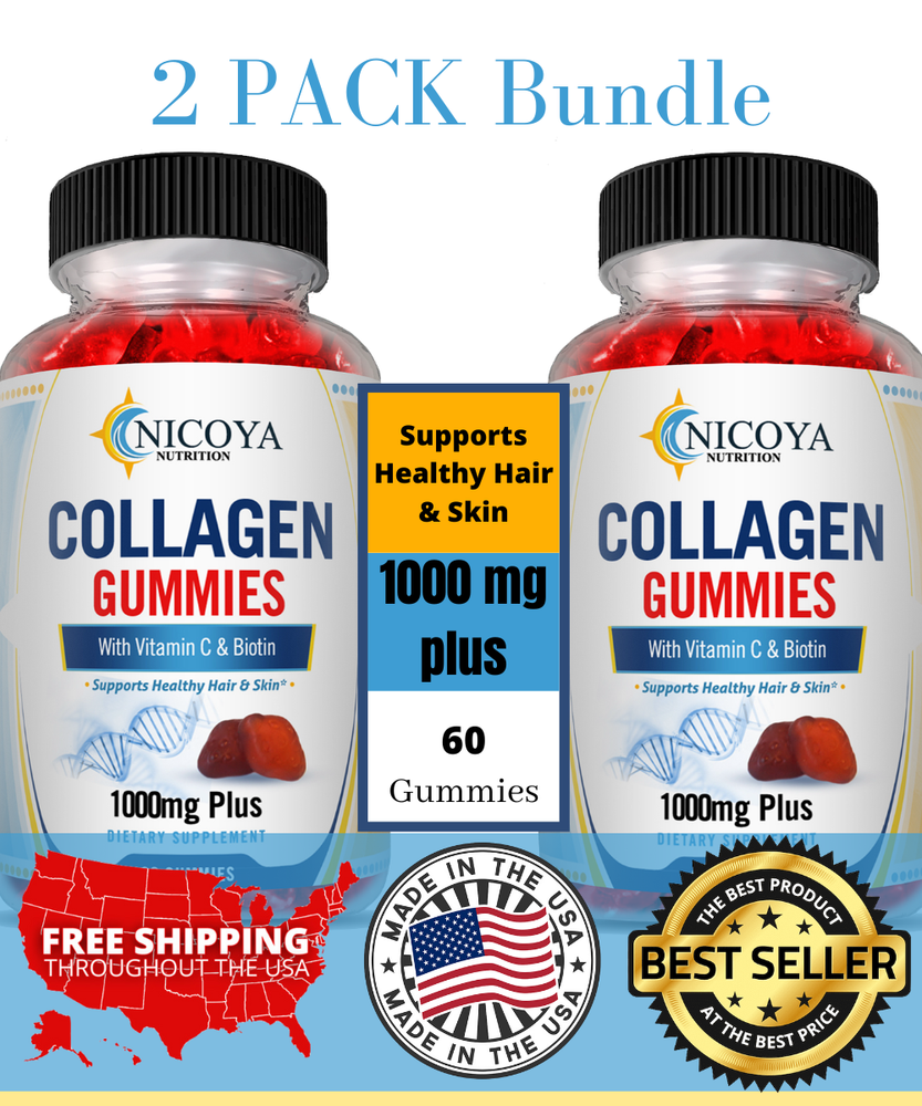 Collagen Vitamin Gummies for Hair Skin & Nails #1 Premium Collagen 120ct  2 Pack
