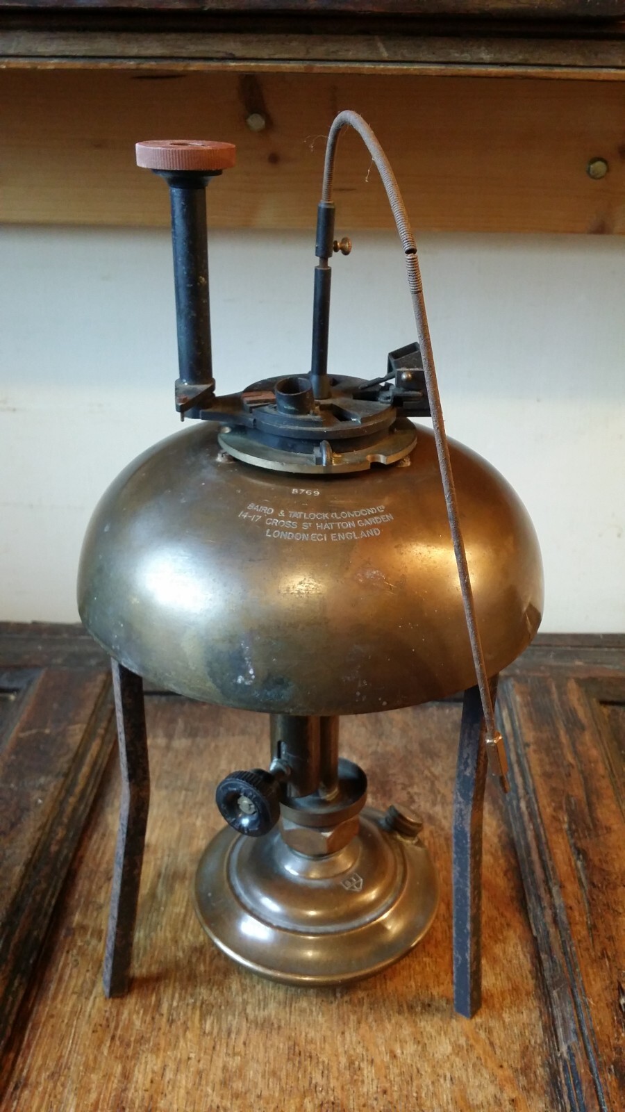 ANTIQUE 1930'S LARGE BRASS FLASH POINT TESTER BAIRD & TATLOCK - CASED LABORATORY