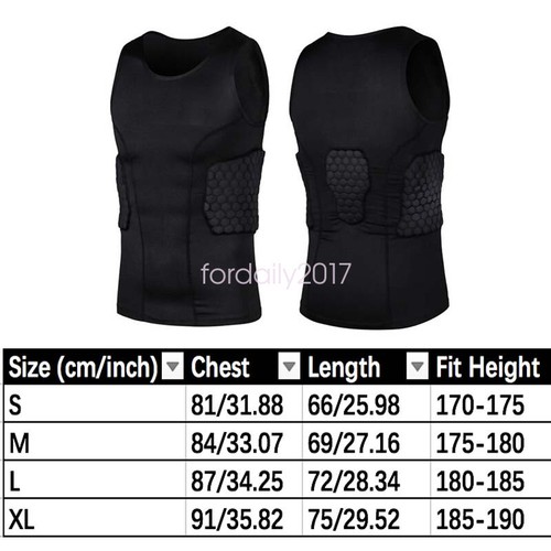 Sports Compression Padded Protective Shirt Basketball Football Training Vest Top - Picture 8 of 8