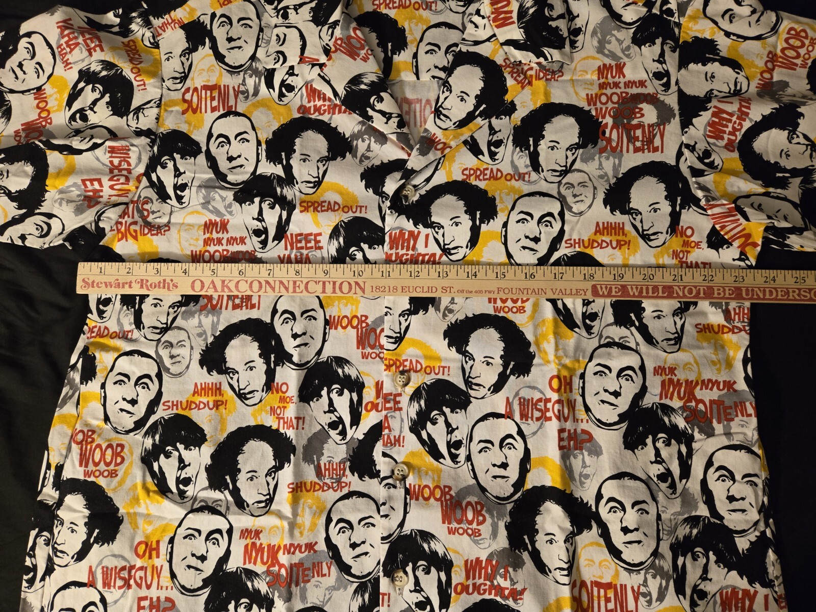 Three Stooges Tailored Button Down Collared Camp … - image 5