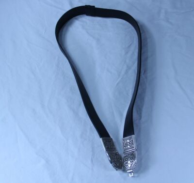 Chicos Bohemian Metal and Leather Belt EUC Vtg 90s Chicos Boho Black Leather Hip Belt with Ornate  main image 2