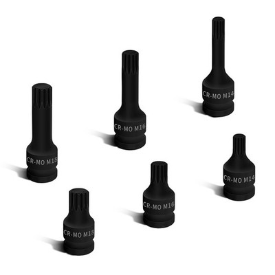 6PCS XZN Triple Square Spline Bit Socket Set, Style M14 M16 M18 Metric 1/2-In...