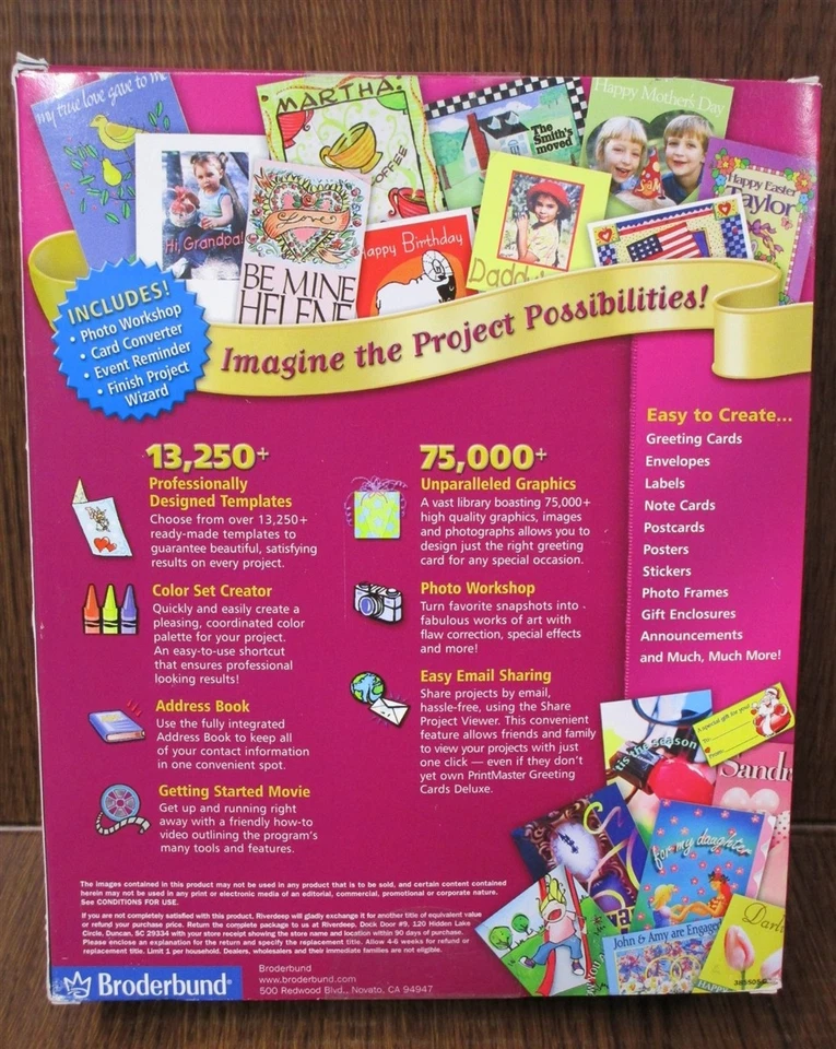 Software PC Print Master Greeting Cards Deluxe Win 98 2000 ME XP NEW Big Box - Image 2 of 3