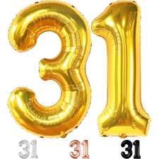 Katchon Giant Gold 31 or 13 Balloons Numbers - Large 40 Inch | Shiny 31 Numbe...