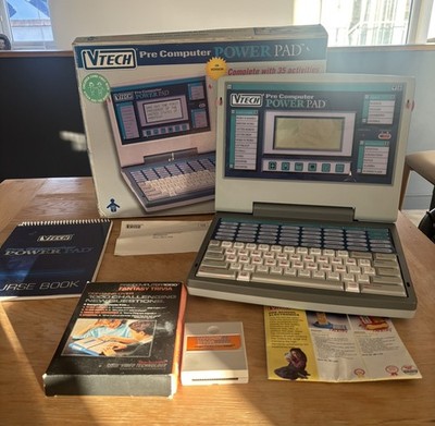 Vtech Pre Computer Power Pad Vintage Educational Laptop - Box & Handbuch plus Spiel