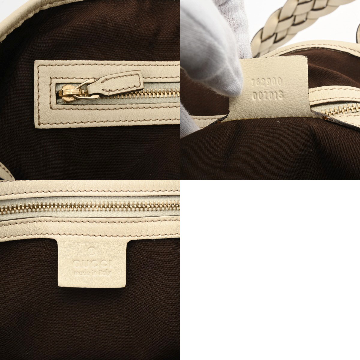 GUCCI 162900 001013 GG canvas/leather Beige/Ebony/White Women Tote Bag thumbnail 10