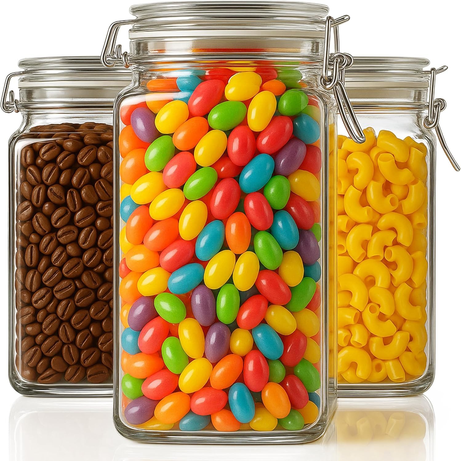 Set of 3 Glass Food Storage Jars 78oz