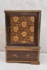 Vintage Wood Japanese Pagoda Cigarette Dispenser Box With Secret Drawer T