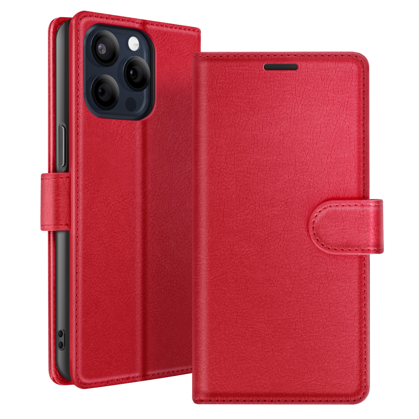 Coque iPhone 15 Pro Rouge à Rabat pour Regarder vos Vidéos les Mains Libres