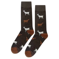 NWT Da Goat Dress Socks Novelty Men 8-12 Brown Crazy Fun Sockfly