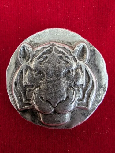 MK Barz Tiger Head 1 Ozt .999 Fine Silver Poured Round