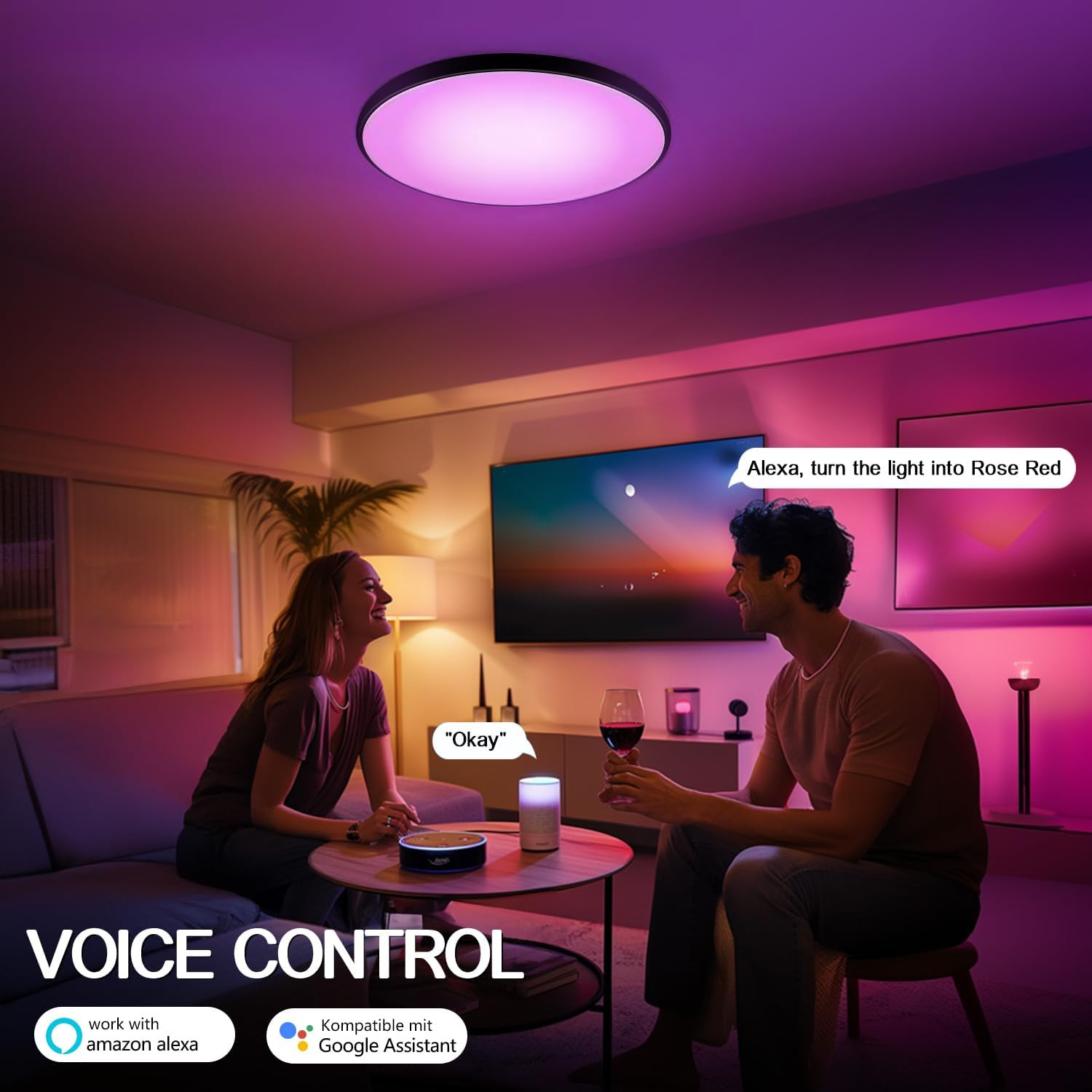 Sky angle Lampada a Soffitto Smart con Controllo Vocale