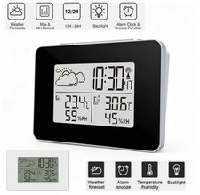 LCD Wireless Weather Station Clock Indoor Out...