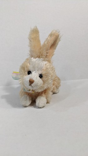 Ty Basket Beanies 3.5"  Topsy  Tan, White Plush Bunny 2010