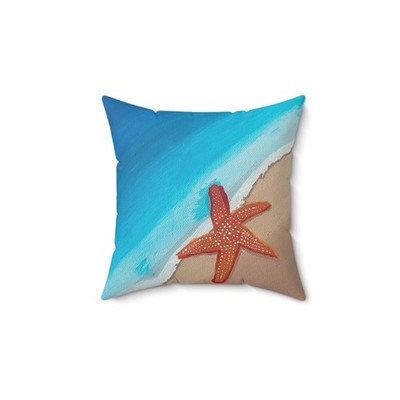 Starfish Beach Scene Pillow | Coastal Ocean Wave Accent
