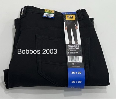 CAT Men's Fleece Lined Canvas Pants, Black, Size 36X30
