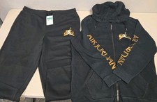 Nike Air Jordan Classics Full Zip Fleece Black Tracksuit With Gold Lettering XL