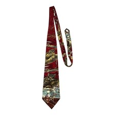 Vtg Reed  James Leopard Print Necktie Burgundy Wildlife Animal Tie USA