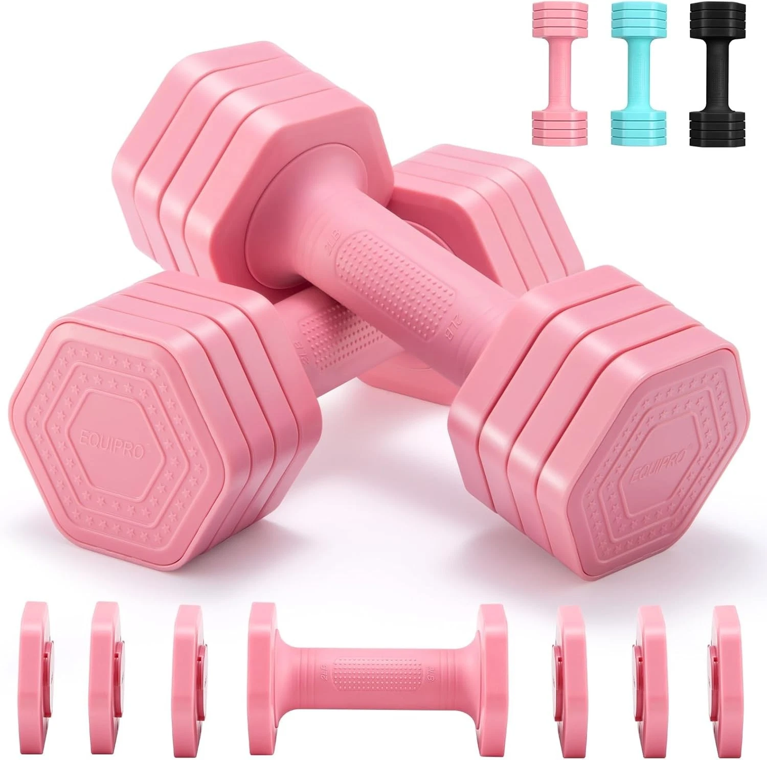 Adjustable Dumbbell Set 4 in 1 Free Weights 2lb 3lb 4lb 5lb Pair Women