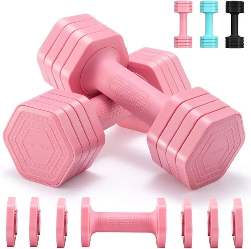 Adjustable Dumbbell Set 4 in 1 Free Weights 2lb 3lb 4lb 5lb Pair Women