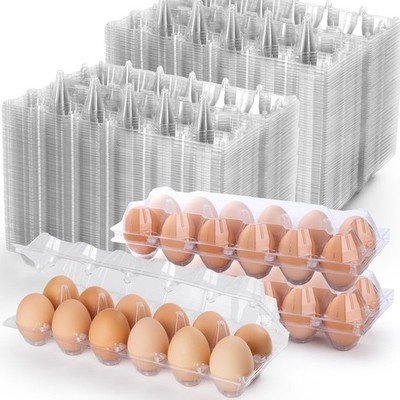 100 PCS Plastic Egg Cartons 12 Count Bulk Reusable Container 2x6 Grid Medium