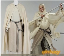 LOTR Gandalf White Costume The Lord of the Rings Wizard Outfit Cosplay Suit Cos