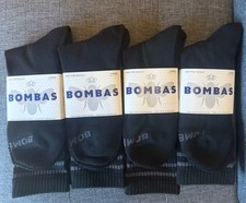 Bombas 4-Pair Antimicrobial Black Calf Crew Socks Unisex L Adult New
