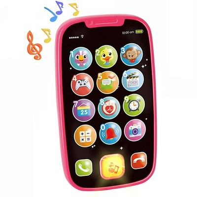 Toys for 1 Year Old Girl Gifts, 15 Functions Toy Phone Toddler Small, Pink 