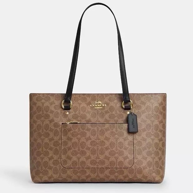 NWT COACH Station Tote Bag In Maxi Signature Canvas CCD69 Gold/Tan