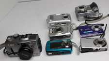 Lot Of 7 Digital Cameras Polaroid Fuji Kodak Canon G1 As Is For PARTS Or Repair