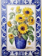 Tile Mural Sunflower Bouquet Kitchen Bathroom Wall Art Backsplash Marble Ceramic