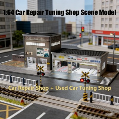 1/64 Diorama Diecast Car Garage Szene LED Lichit Modellautos Display Case DE
