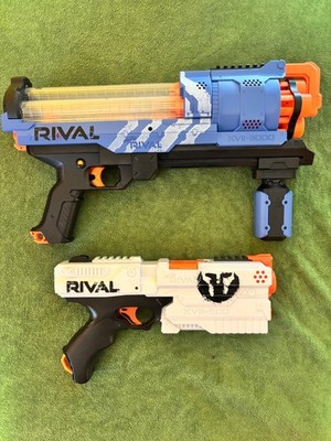 Nerf Rival Kronos (White) and Nerf Rival Artemis (Blue)