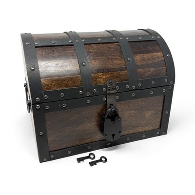 Nautical Cove Handmade Wooden Treasure Chest Storage Box Real Leather Accents