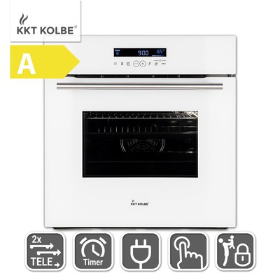 Backofen Einbaubackofen weiß Touch Automatik Heißluft 70 L XXL ComfortClean