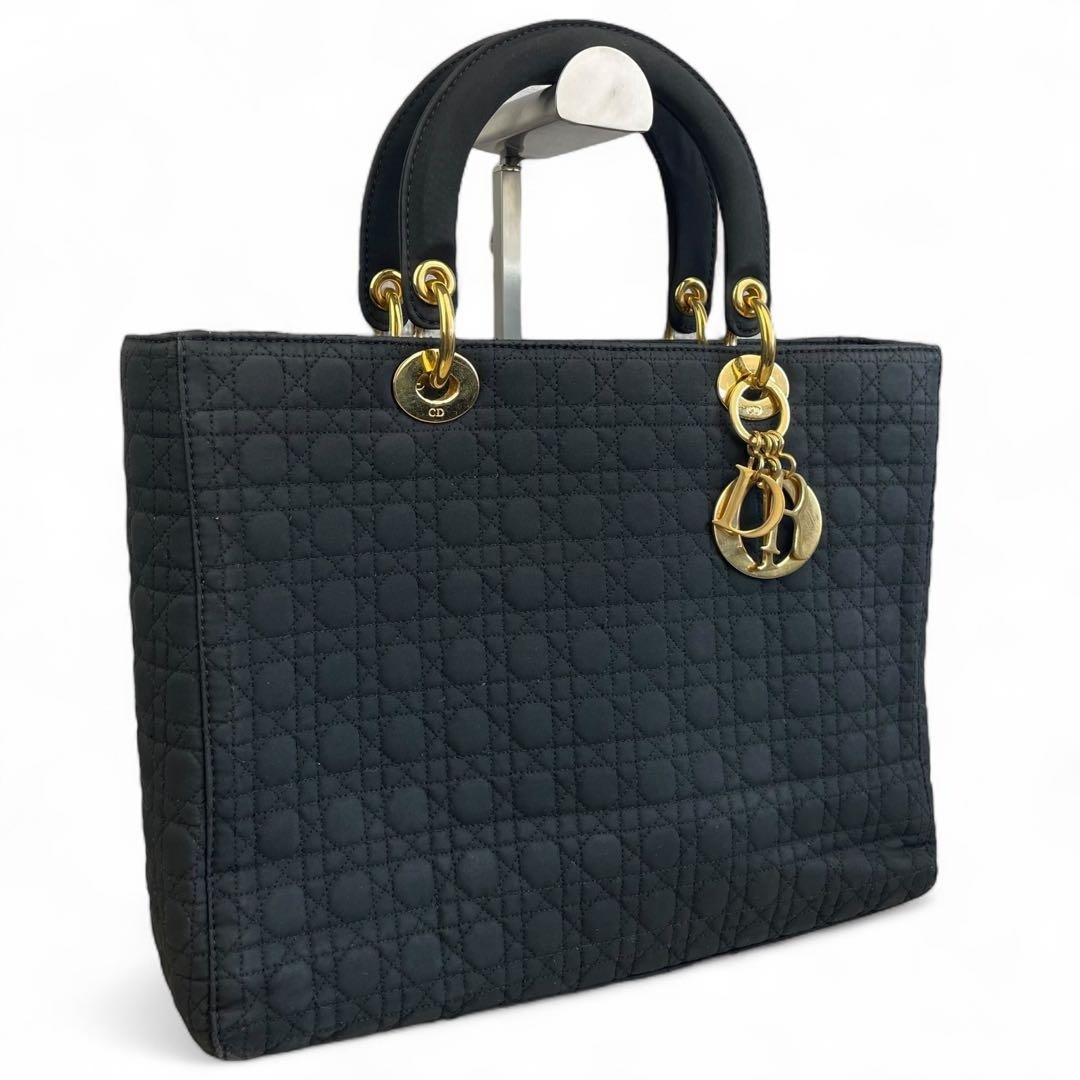 Christian Dior Lady Dior Cannage Hand Bag Purse Nylon Vintage