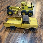 Vintage Tonka Steel Yellow Pickup Truck and Road Grader Construction Set Rough