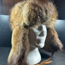 NEW Vintage Muskrat FULL Fur Trappers Hat LG 22 Gorlics Trading USA Dead Stock